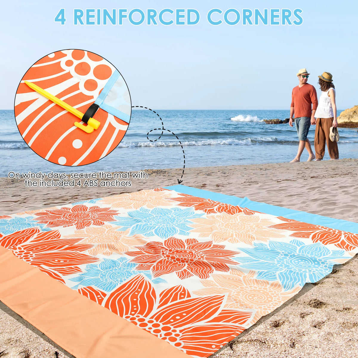 Beach Blanket Picnic Mat 210x200cm Waterproof Sandproof Portable Outdoor Sports Travel Hiking Camping Blanket
