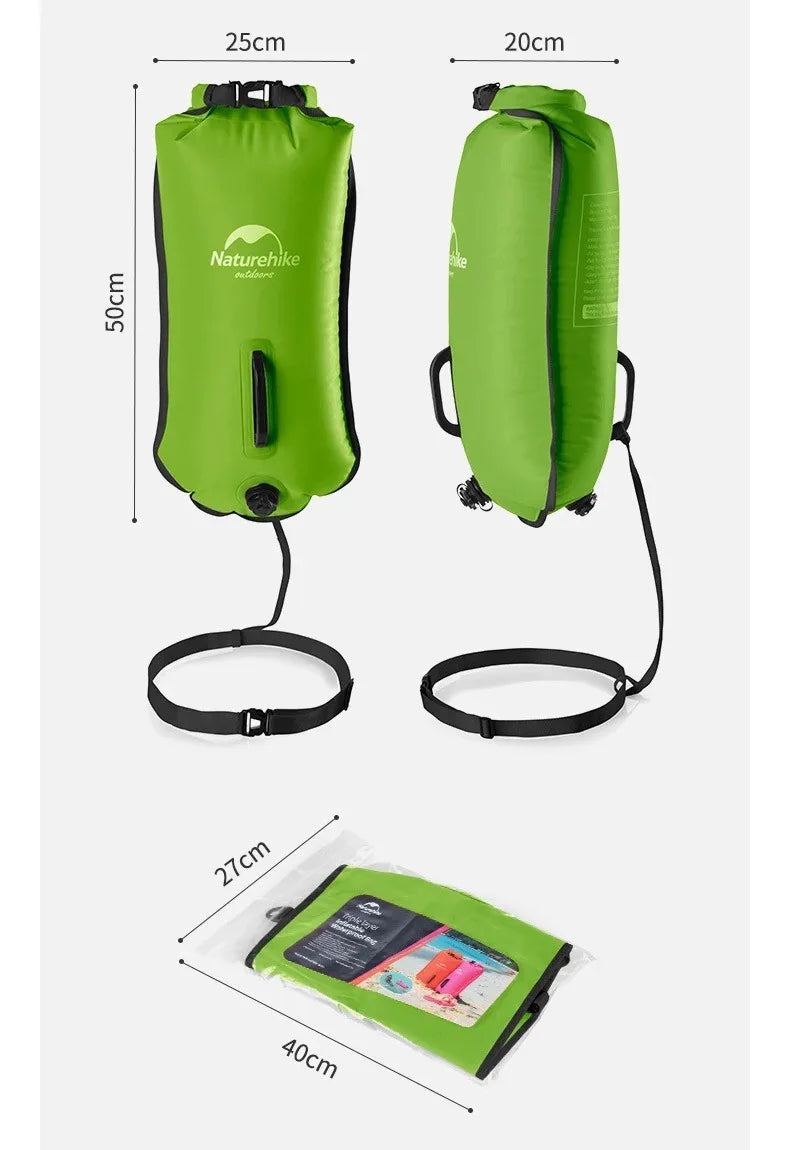 Naturehike Inflatable Open Swimming Buoy Tow Float Dry Bag Double Air Bag Swimming Bag Beach Water Sports Storage Dry Bag