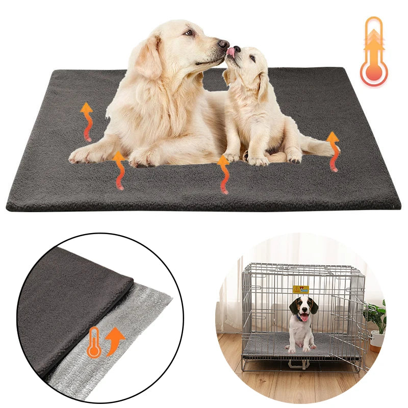 Self Warming Dogs Pad Bed Soft Self Heating Cat Dog Mat Thermal Pet Crate Bed Mat for Small Large Cats Dogs Sleeping In/Outdoor
