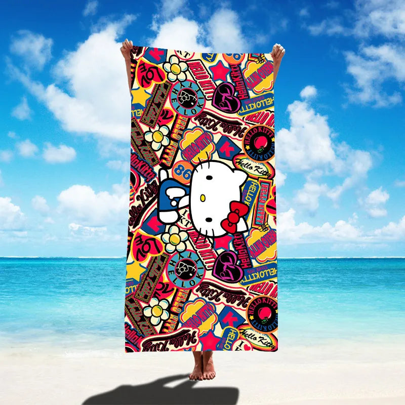 Sanrio Hello Kitty Beach Towel Cartoon Style Microfiber Large Beach Towel Bath Towel Multifunctional Square Towel Beach Towel