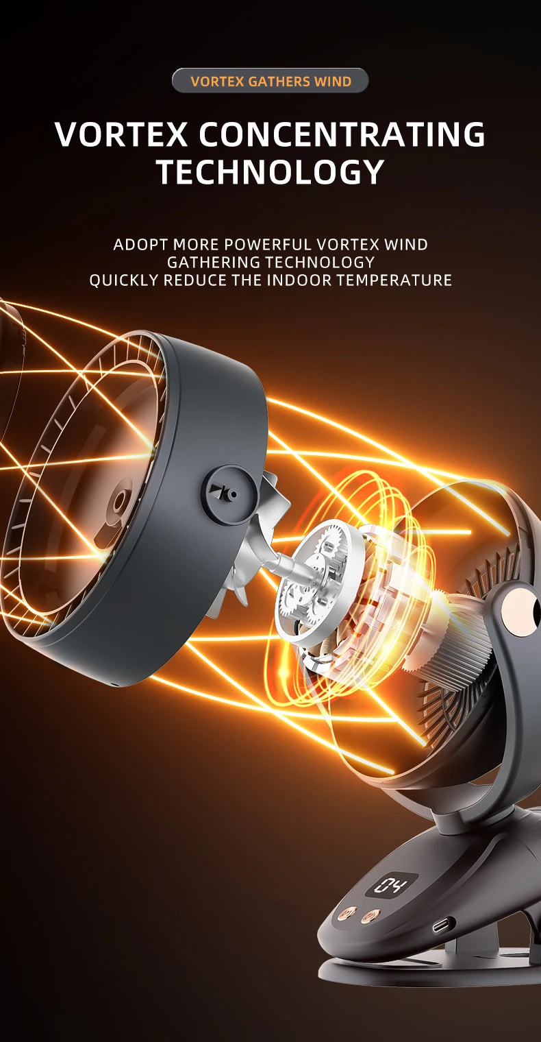 New USB Multi functional Leaveless Clip Fan Outdoor Camping Desktop Charging Wireless Fan