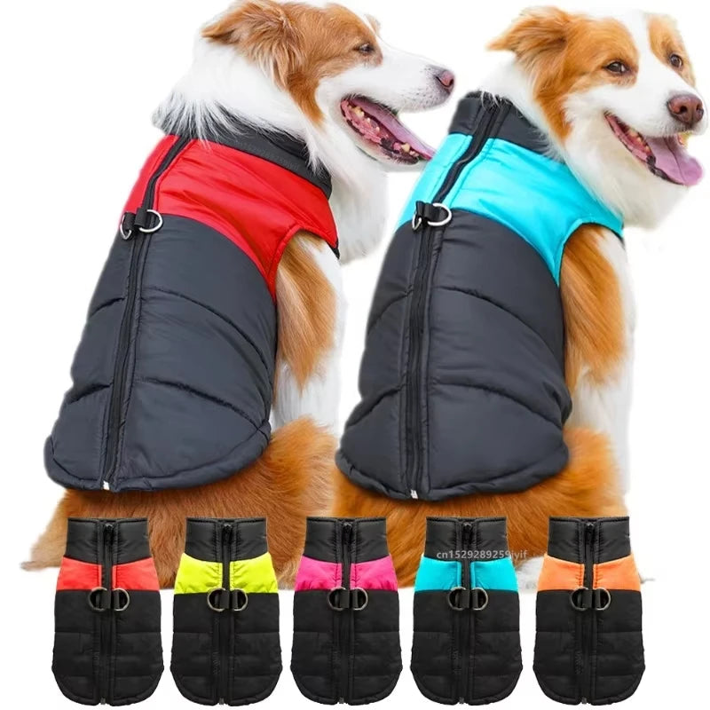Waterproof Warm Dog Coat – Padded Winter Vest with Zipper for Small, Medium & Large Dogs