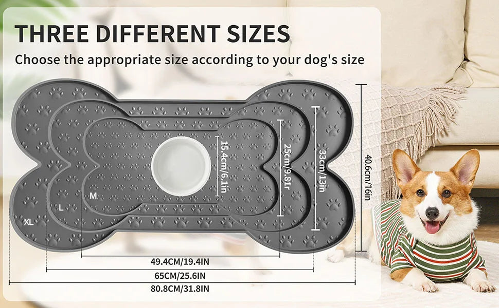 Dog Food Mat Anti-Slip Silicone Thicker Pet Placemat Waterproof Feeder Pad with Raised Edge Puppy  Feeding Mats