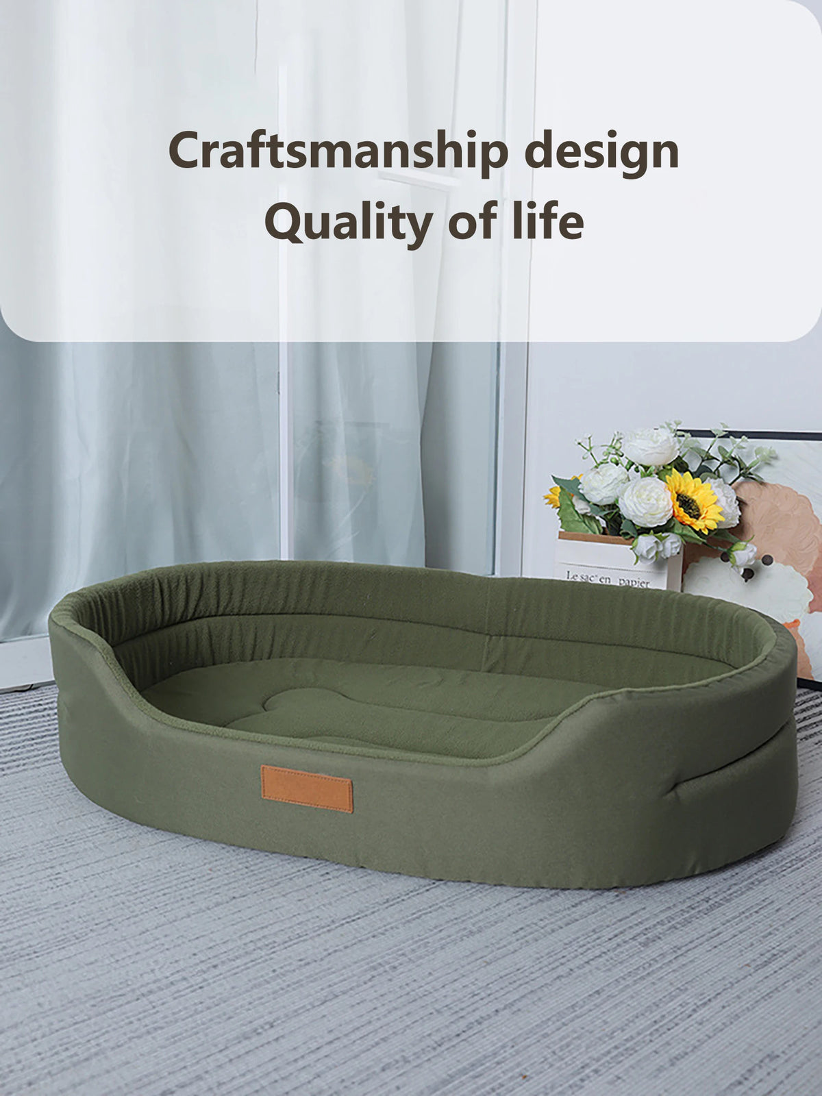 Polar Fleece Dog Bed Waterproof 600D Oxford Cloth and Winter Warm Polar Fleece Double Sided Available Suitable for All Seasons