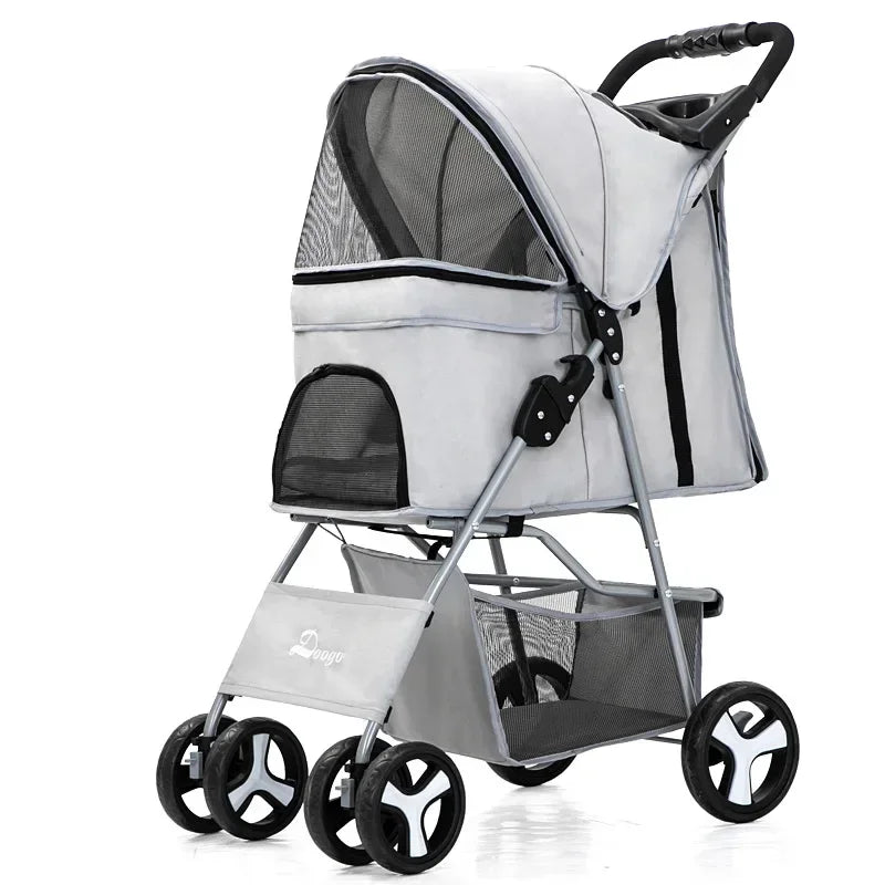 Pet Stroller with Sunroof -Foldable, lightweight, Single Handed, size S M L