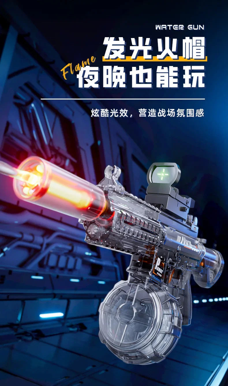 Electric Water Gun Toy Continuous Shooting with Firelight Big Capacity Water Pistol Spray Blaster Pool Summer Toy for Kids Adult
