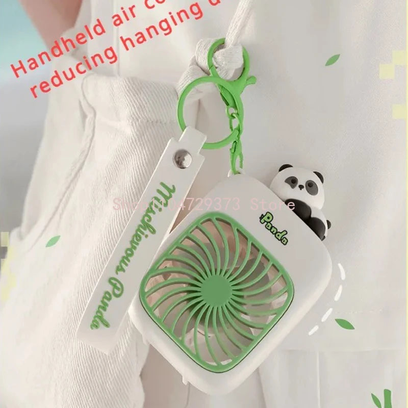 Portable Keychain Fan for Travel Small Cooling Mini Fans Rechargeable Cute Panda Travel Fan Handheld Fan Gift