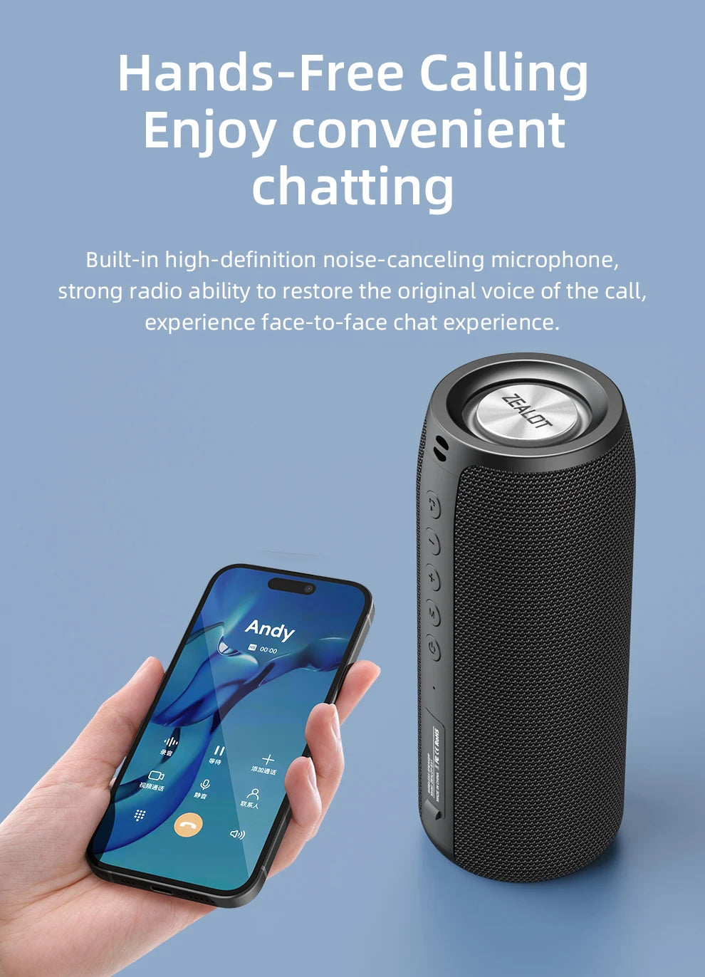 ZEALOT-S51 Powerful Bluetooth Speaker Bass Wireless Speakers Subwoofer Waterproof Sound Box Support TF, TWS, USB Flash Drive