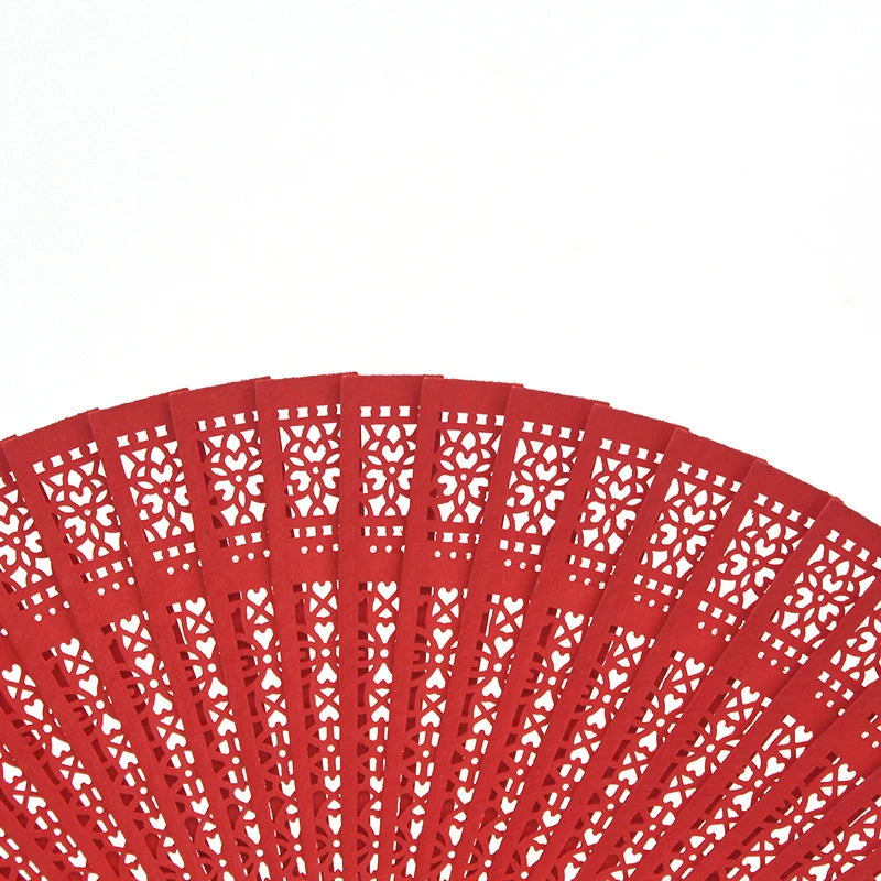 Fashion Wedding Hand Fragrant Party Carved Bamboo Folding Fan Chinese Wooden Fan Vintage Hollow Antiquity Folding Fan