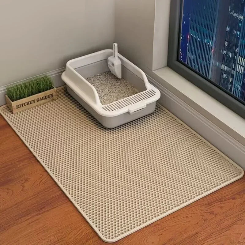 90x60CM Large Cat Litter Mat Waterproof Double Layer Non Slip Litter Box Tray Washable Durable Pet Toilet Sand Trapping Mat