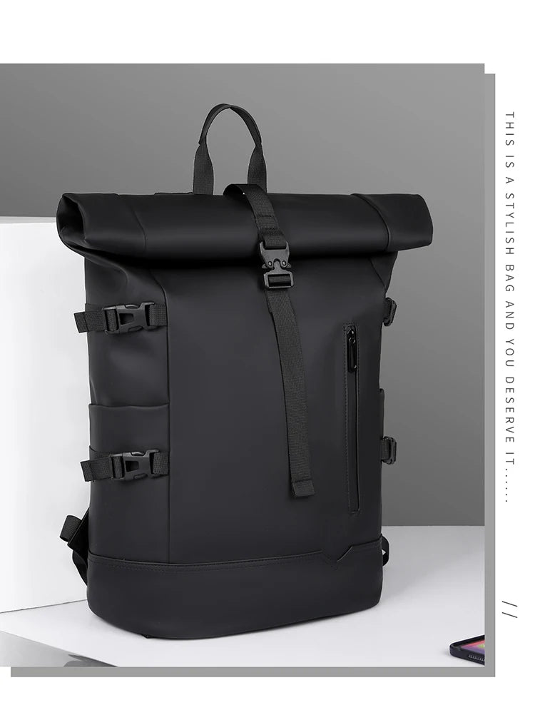 Waterproof Durable Outdoor Backpack Roll Top Fashion Casual Backpack for Hiking Travel Men Women Daily Commute