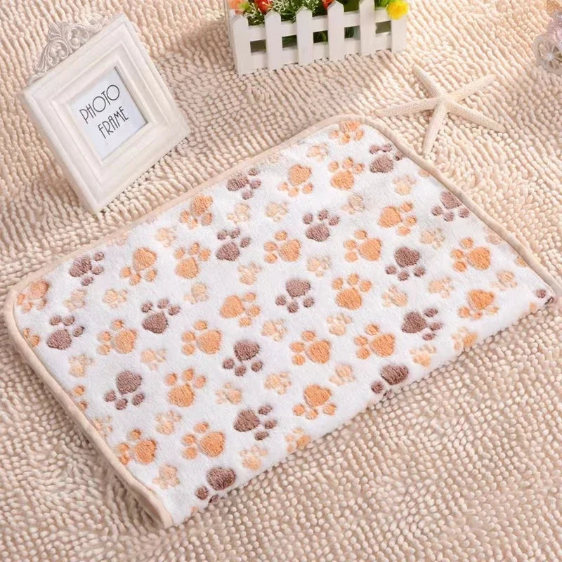Soft Flannel Fleece Cat Dog Blanket Bed Mats Paw Foot Print Warm Pet Blanket Sleeping Beds Cover Mat For Dogs Cats Pets supplies