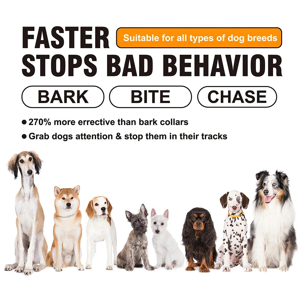 Pet Dog Repeller Rechargeable Ultrasonic Dog Training Tool Anti Bark Deterrent Device Stop-Barking Trainer with LED Flashlight