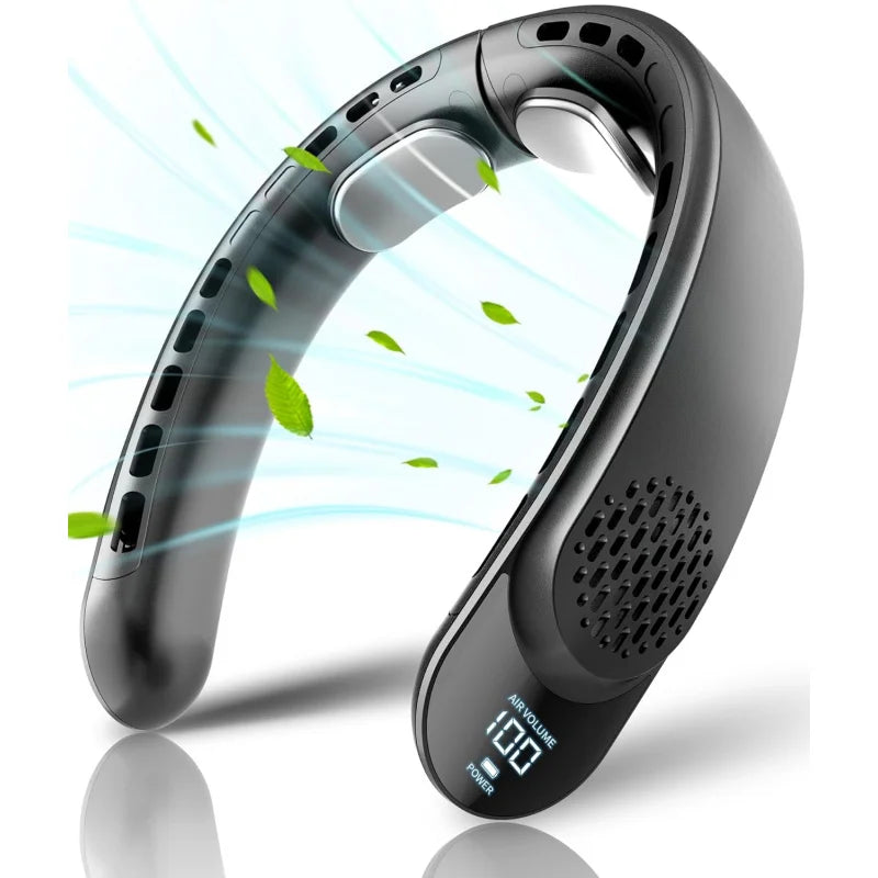 4000mAh Bladeless Portable Neck Fan 3 Gears Adjustable Super Multi-Function Digital Display Rechargable Neck Fan for Outdoor