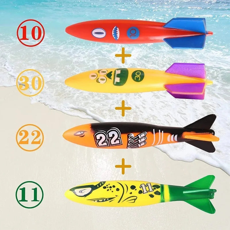 Kids Summer Shark Rocket Throwing Toy Swimming Pool Dive Game Water Fun Games Pool Toys Baby Water Educational Bath Toys Gifts