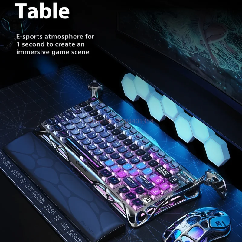 GravaStar 75k1pro Esports Gaming Mechanical Keyboard 79 Key Cyberpunk Theme Aluminum Alloy Keyboard Tablet Laptop Office Gaming