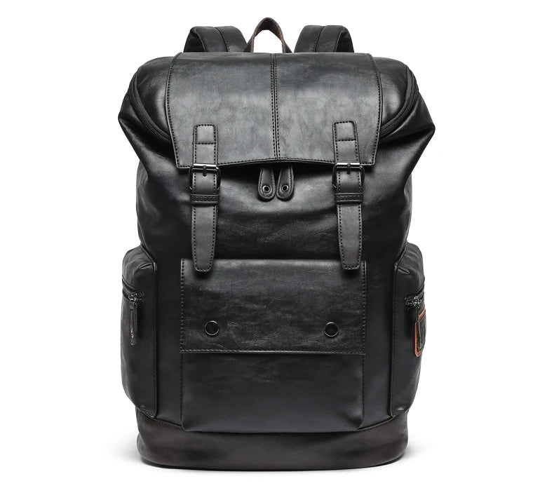 Men Pu Leather Backpack Men's Large Antitheft Travel Backpack Laptop Bag Black Bagpack Boy Big School Male Business Shoulder Bag