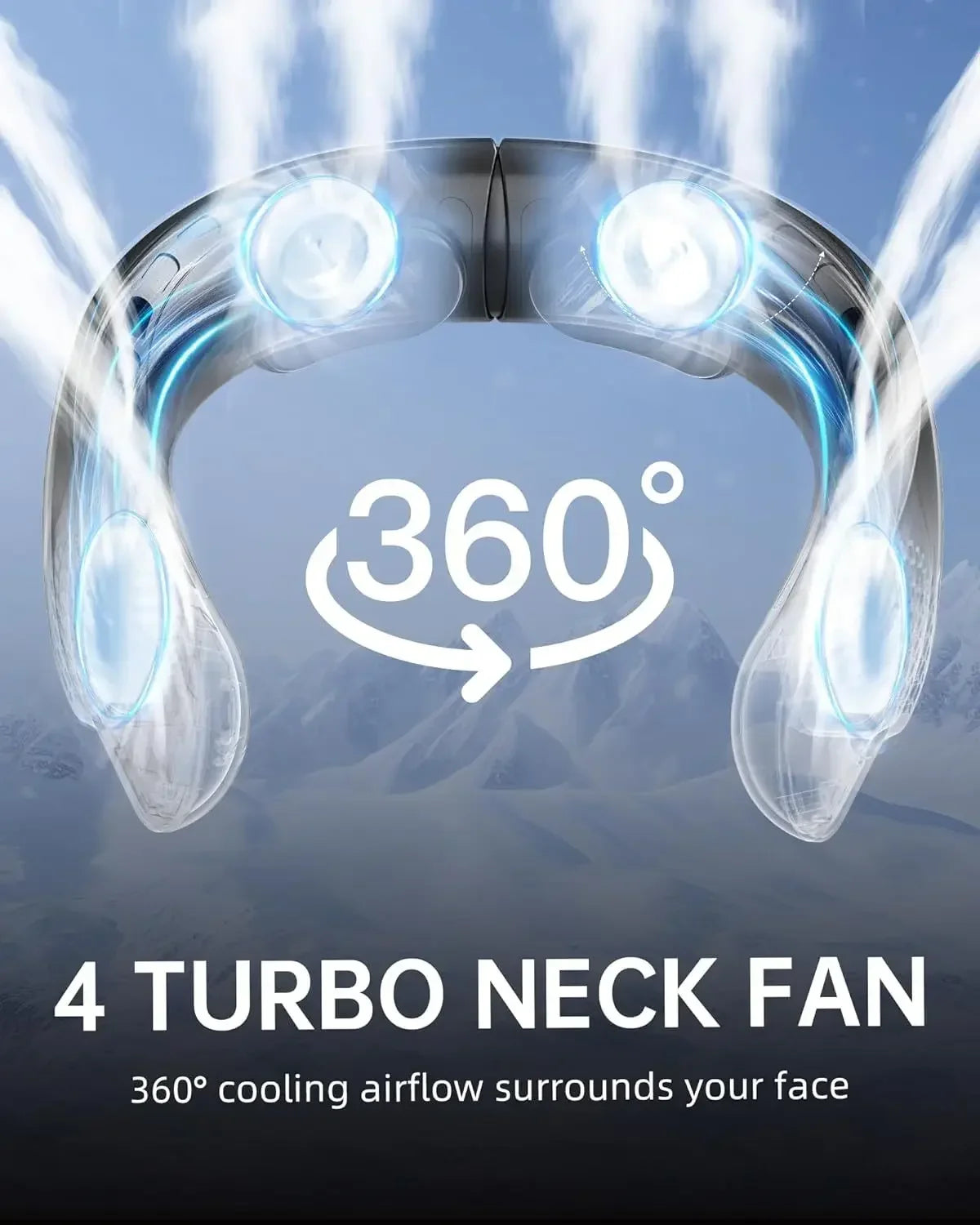4000mAh Bladeless Portable Neck Fan 3 Gears Adjustable Super Multi-Function Digital Display Rechargable Neck Fan for Outdoor