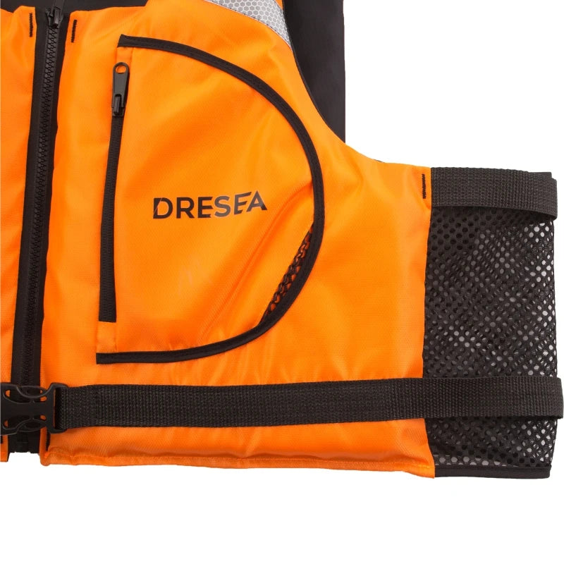 Kayak Life Vest for Men, Zippered Pockets, Reflector Whistle, Fishing Jacket, Buoyancy Aids for Adults, 120 kg