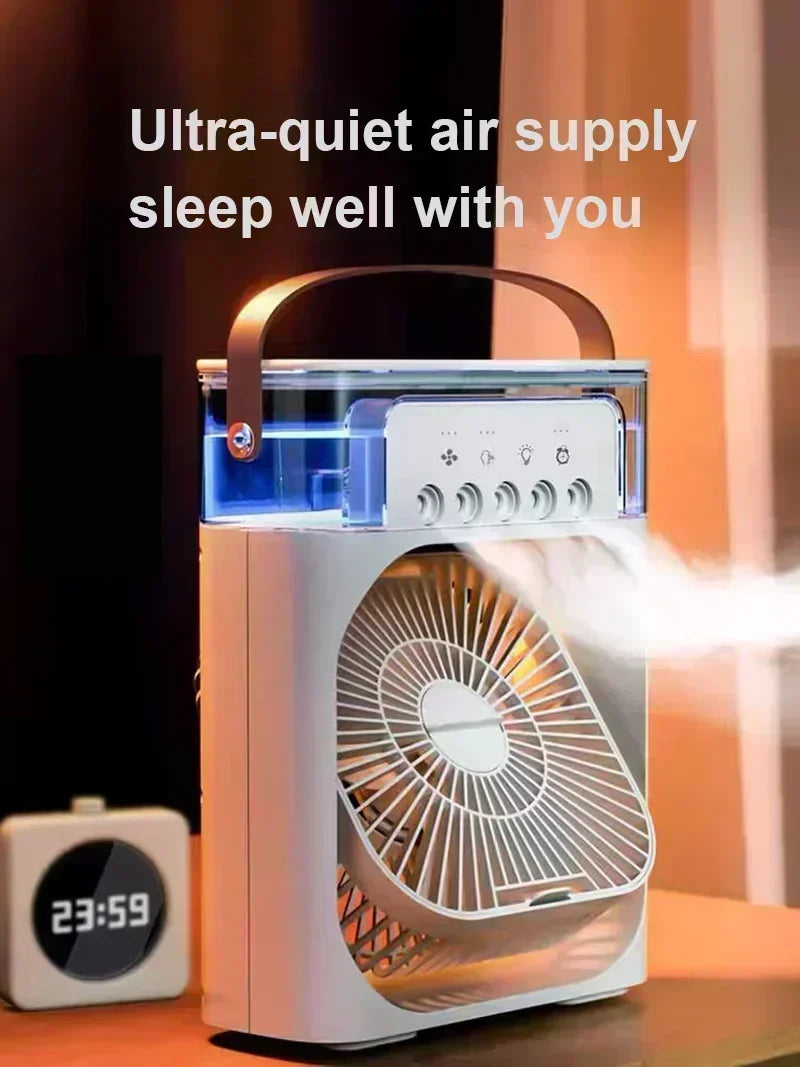 Portable Humidifier Fan 3 in 1 Air Conditioners USB Electric Fan LED Night Light USB 3 Speed Household Small Air Cooler