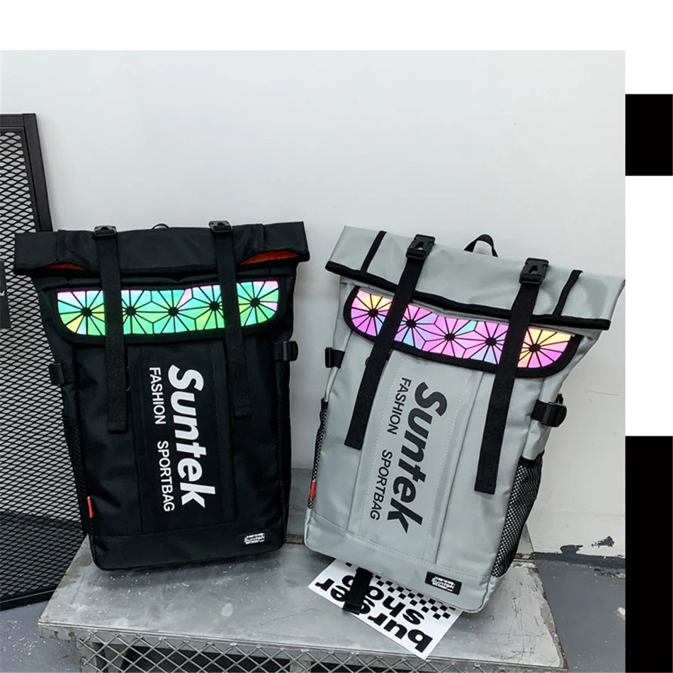 Youth Holographic Reflection Backpacks Fashion Urban Man Backpack Trend Brand Men's Travel Backpack Large Capacity School Bags