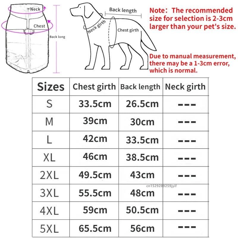 Waterproof Warm Dog Coat – Padded Winter Vest with Zipper for Small, Medium & Large Dogs
