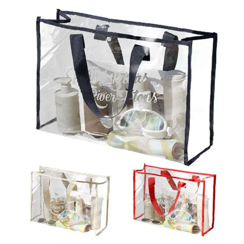 Waterproof Cosmetic Bag Fashionable Summer Storage Shoulder Bag Large Transparent Tote Bag For Women Swimming Beach