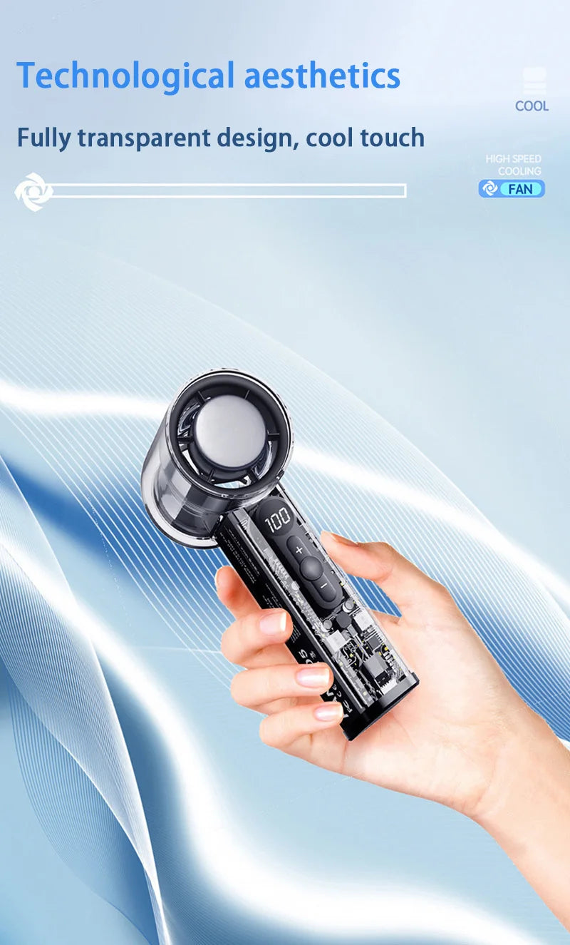 Fan X05 Mecha 100-speed Fan USB 20000RPM Violent Turbine Fan Handheld Refrigeration Ice Compress Fan Camping Travel