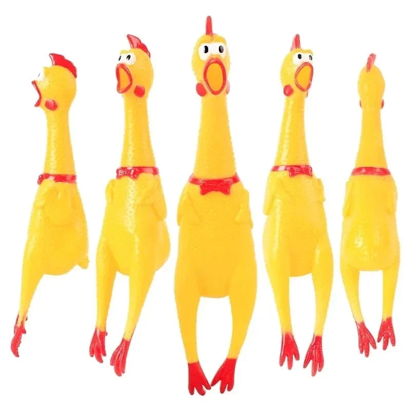 Novelty Yellow Screaming Chicken Dog Toy-Durable Rubber Squeaker for Boredom Relief Bite-Resistant Chew Toy for Small/Medium Dog