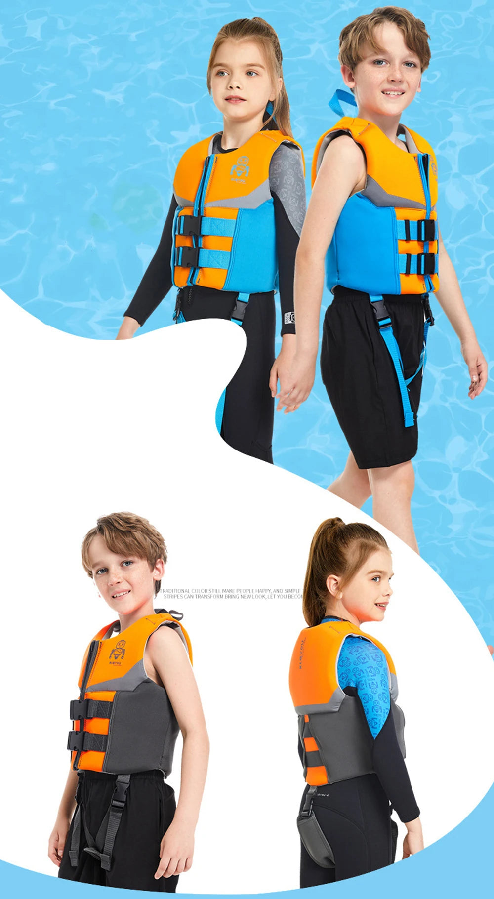 Children's Neoprene Buoyancy Vest, Professional Swimming Life Vest, Portable Lightweight, Rafting Safety Jacket,