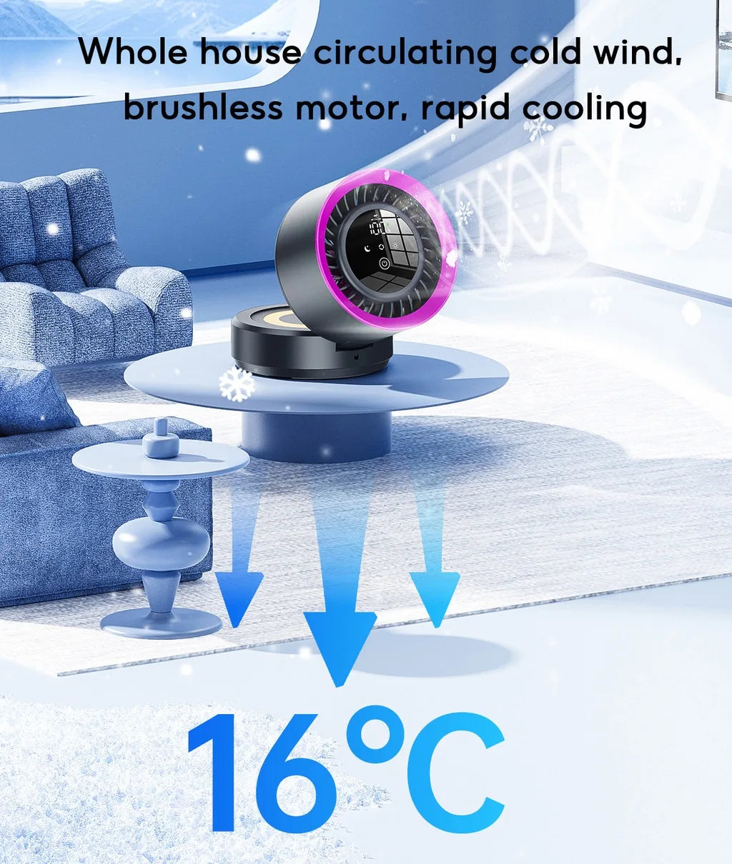 Eary Wall-mounted Fan Punch-free Foldable Fast Charging Desktop Fan With Night Light Magnetic Remote Control Air Conditioner Fan