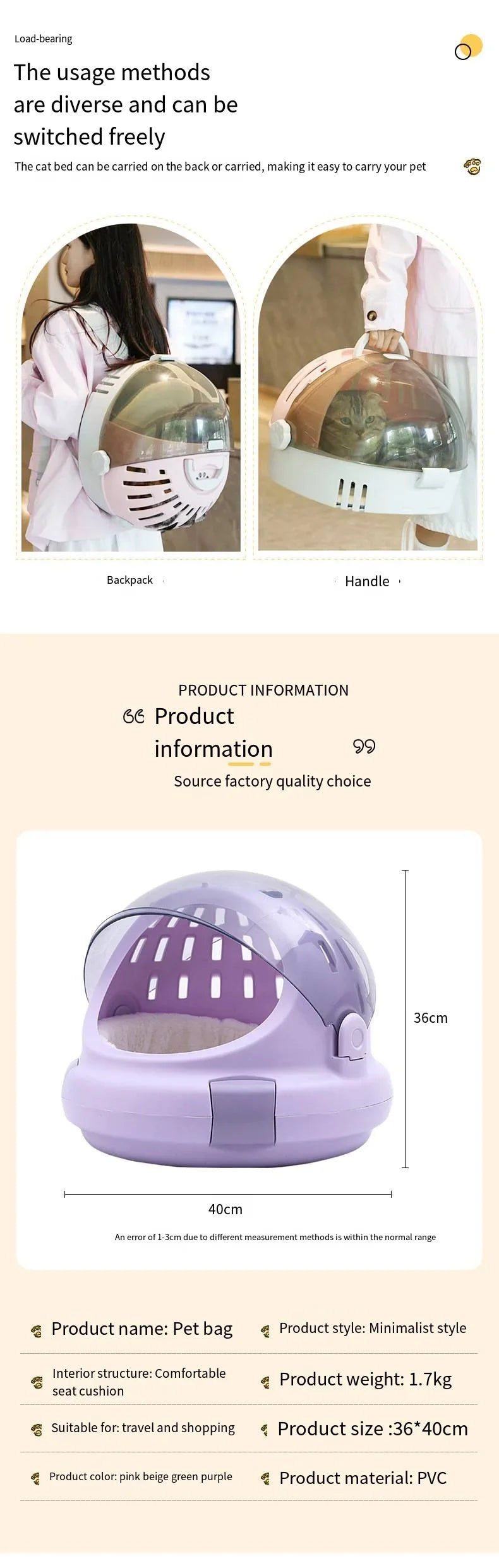 2025 New Pet Aviation Case, Portable Space Cabin, Pet Outdoor Bag, Car Mounted Cat Bed, Small Cat Bag, Portable Pet Bag