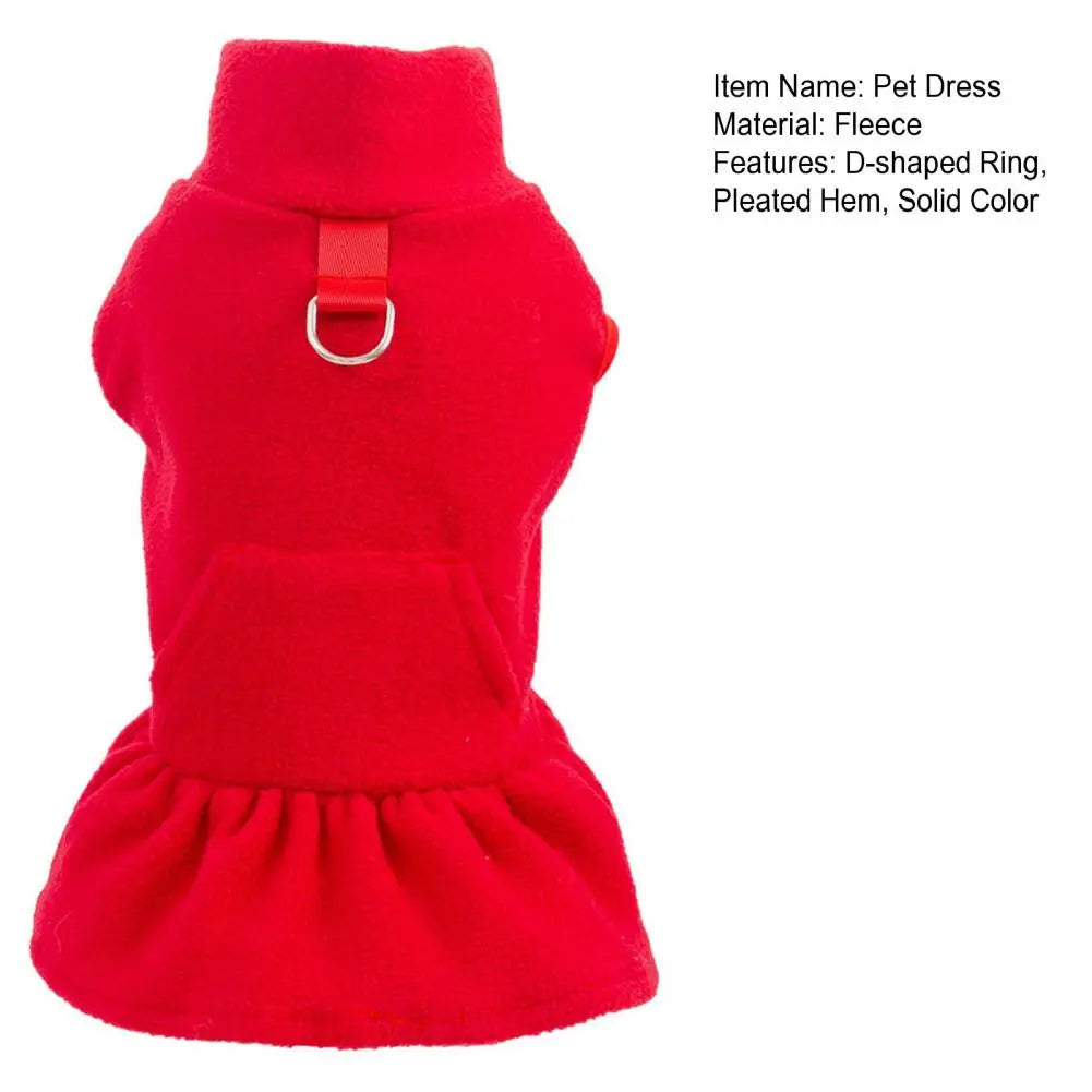 Dog Dress for Small Dogs，Autumn Winter，D-shaped Ring，Fleece Two-legged，Small Medium Dog Puppy Outfit Clothes，Pet Supplies