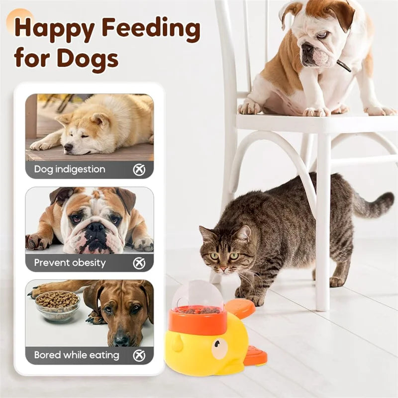 Dog Interactive Treat Dispenser Toy, Food Puzzle Slow Feeder, 2-in-1 Durable Cute Duck Shaped Design for Small Medium Dogs and Cats, Interactive IQ Training Reduces Bloating