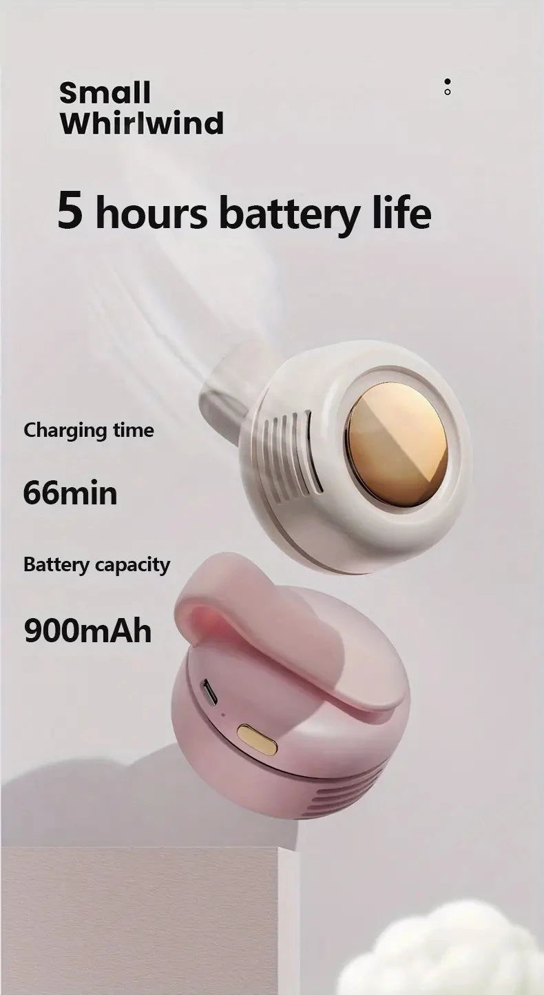 Portable silent mini bladeless electric fan, adjustable 3-speed suspended waist fan, rotating body fan, suitable for outdoor