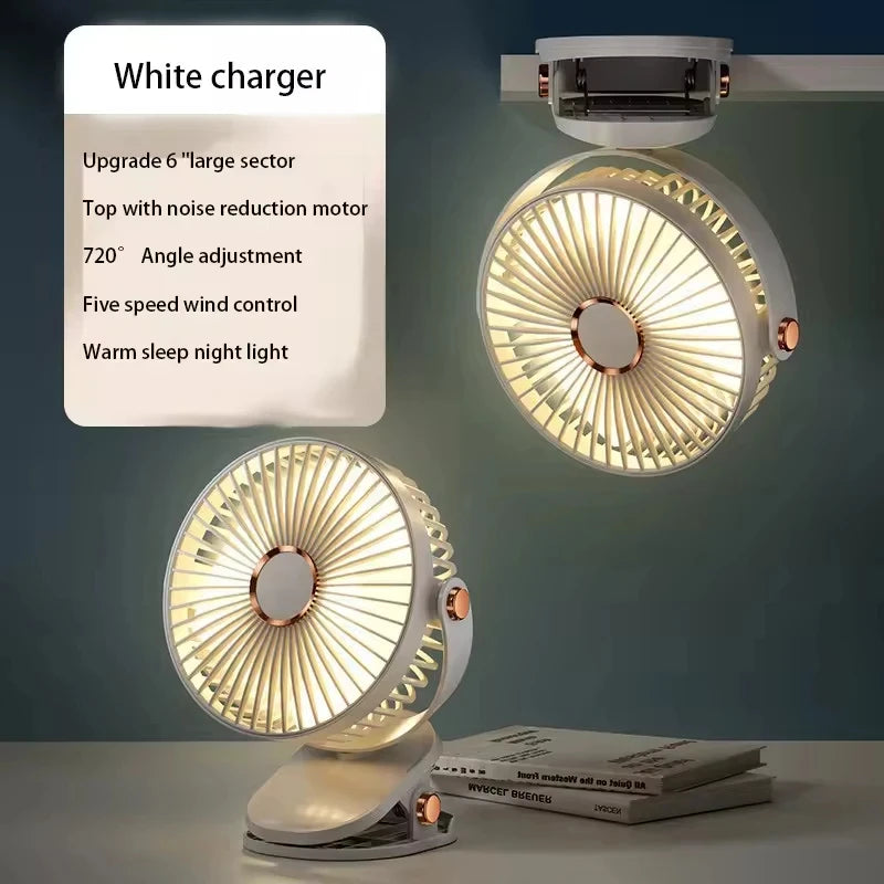 Xiaomi Clip-on Fan 5 Speed Quiet Rechargeable Home Desktop Portable Air Circulator Wireless Fan Light With LED Display For Camp