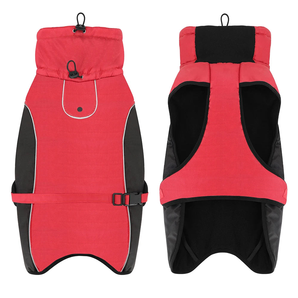 Winter Warm Waterproof Dog Jacket with Reflective Stripes – XL-6XL Coat for Medium & Large Dogs