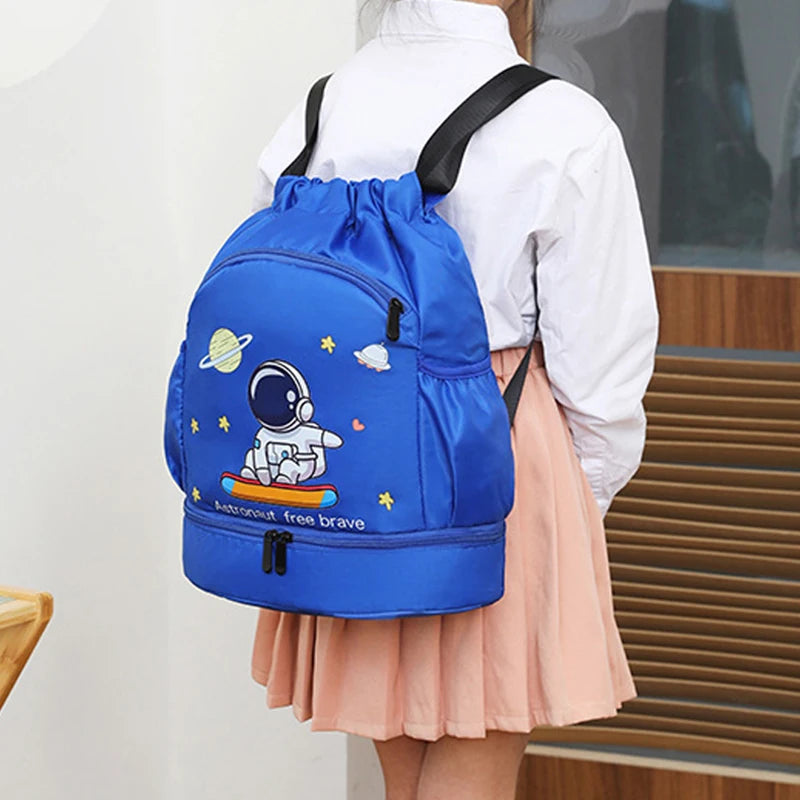 Kids Swimming Backpack Children Dry Wet Sports Gym Fitness Bag Waterproof Beach Shoulder Rucksack  Cartoon Travel Duffel Pack