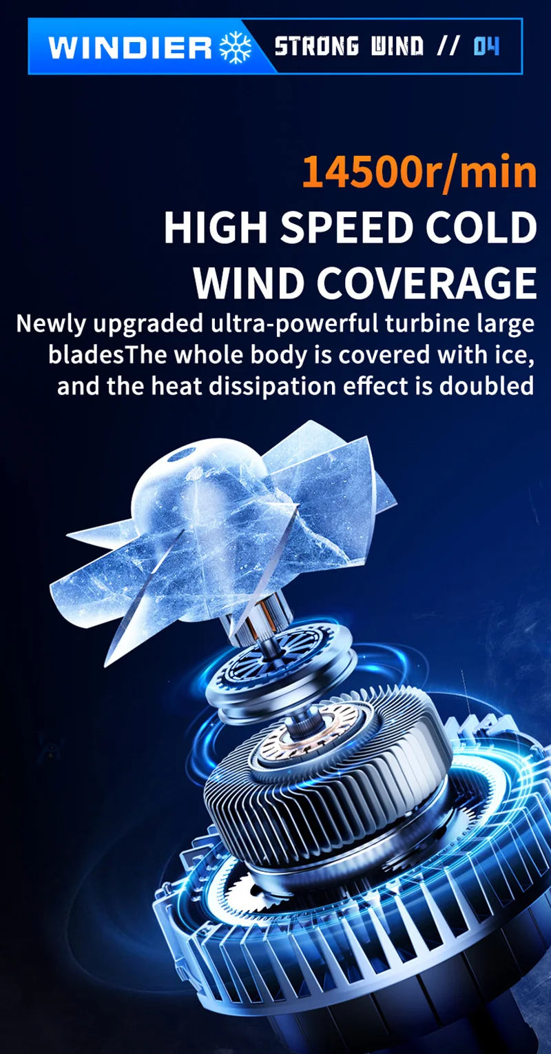 new Outdoor Portable Waist Fan Hanging Neck Fan Strong Wind Cold Air LED Lighting Waterproof For Sports Courier Outdoor