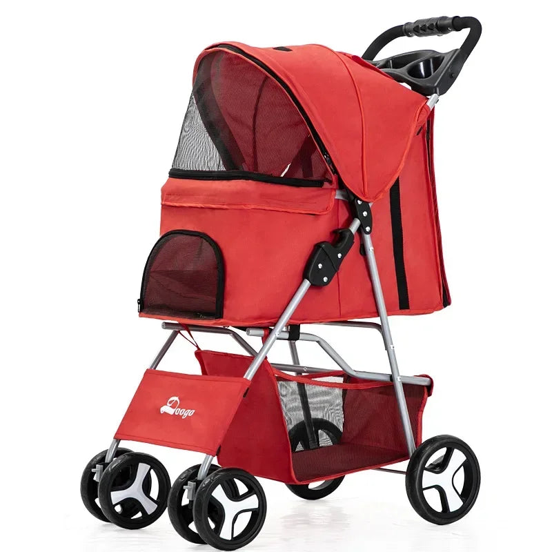 Pet Stroller with Sunroof -Foldable, lightweight, Single Handed, size S M L