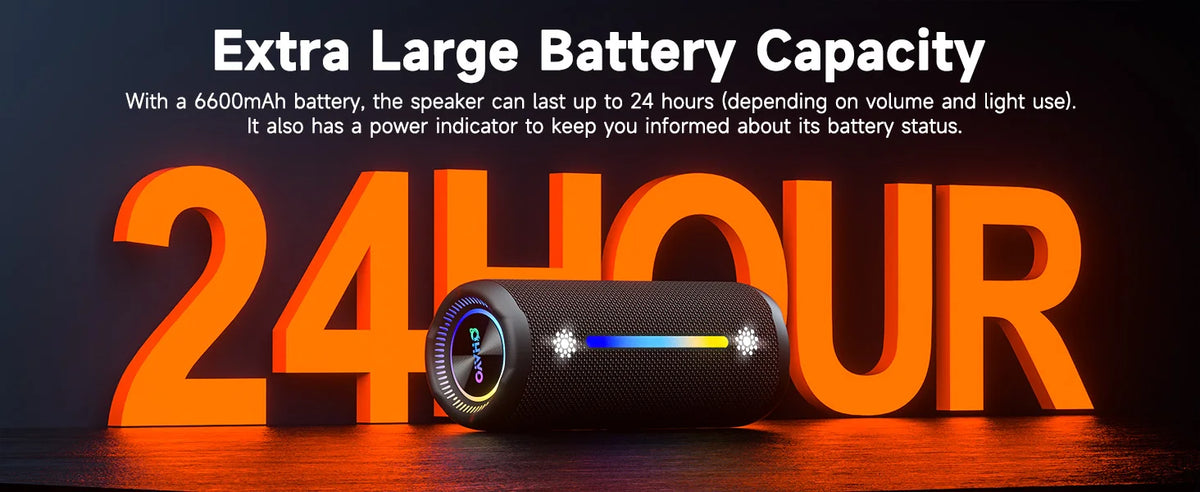 OHAYO X10MAX Bluetooth Speaker 35W - IPX7 Waterproof, Powerful Stereo Sound, 24H Playtime, TWS Pairing, Dazzling Lights, Bass Up