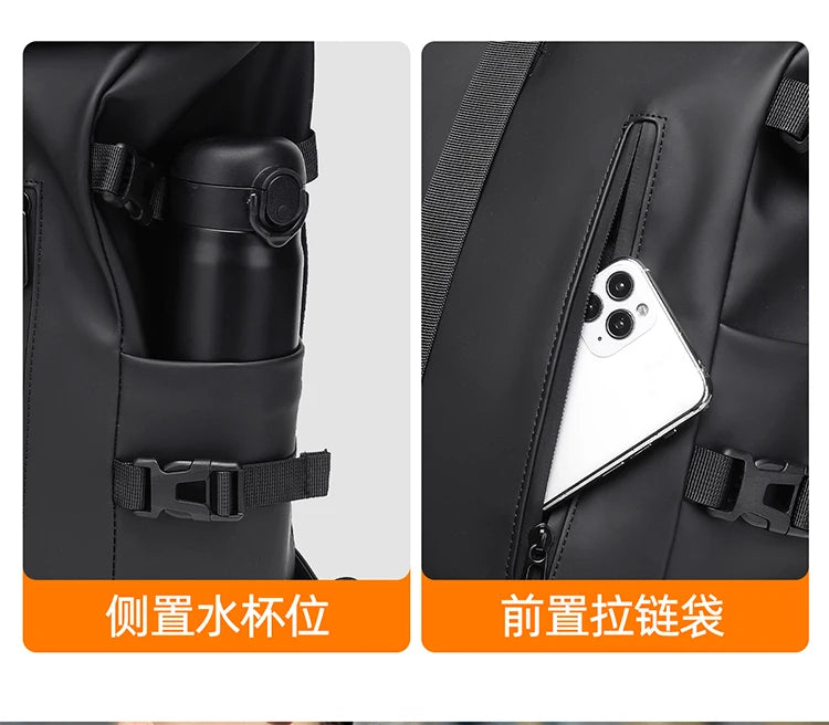 Waterproof Durable Outdoor Backpack Roll Top Fashion Casual Backpack for Hiking Travel Men Women Daily Commute
