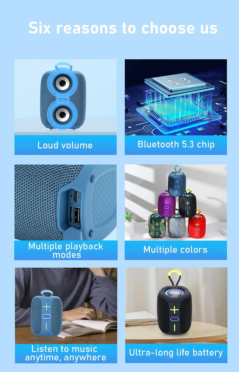Caixa De Som Speaker Bluetooth Portable Sound Box Music Wireless Subwoofer Mini Radio FM Woofer Bass Computer PC TV Small Audio