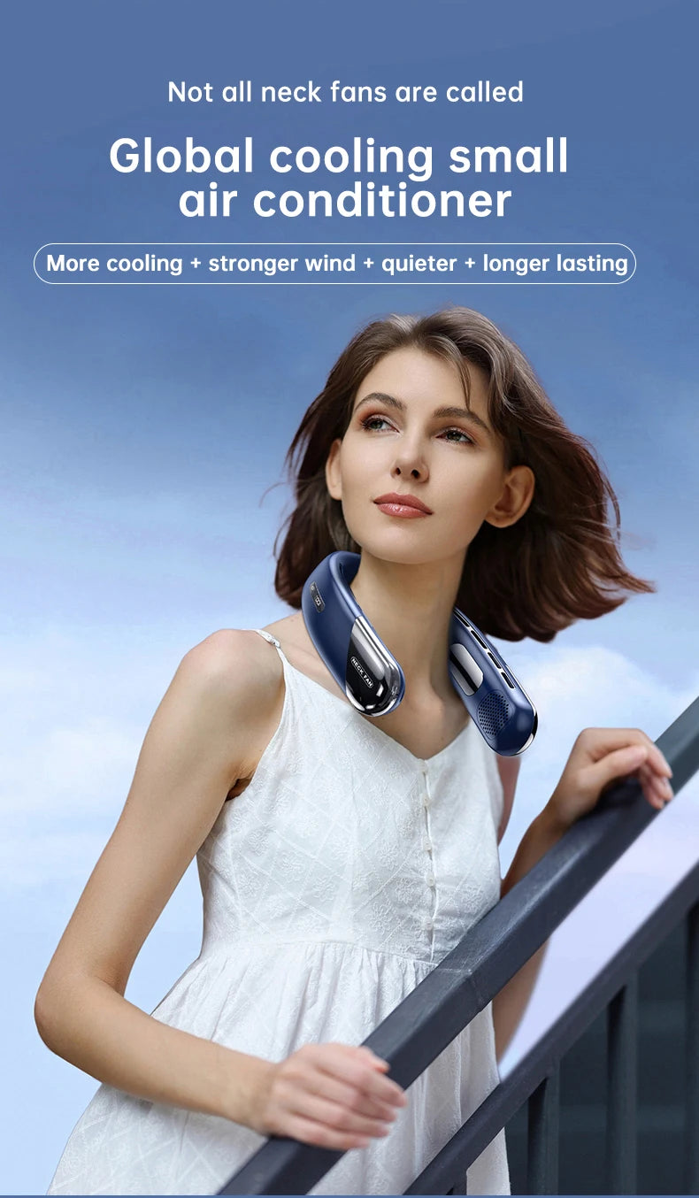 Portable Neck Fans for Outdoors Sports Rechargeable USB Mini Air Conditioner Fan Bladeless Neck-hanging Cooling Fan Air Cooler