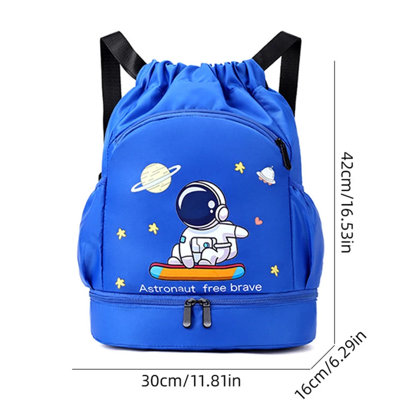 Kids Swimming Backpack Children Dry Wet Sports Gym Fitness Bag Waterproof Beach Shoulder Rucksack  Cartoon Travel Duffel Pack