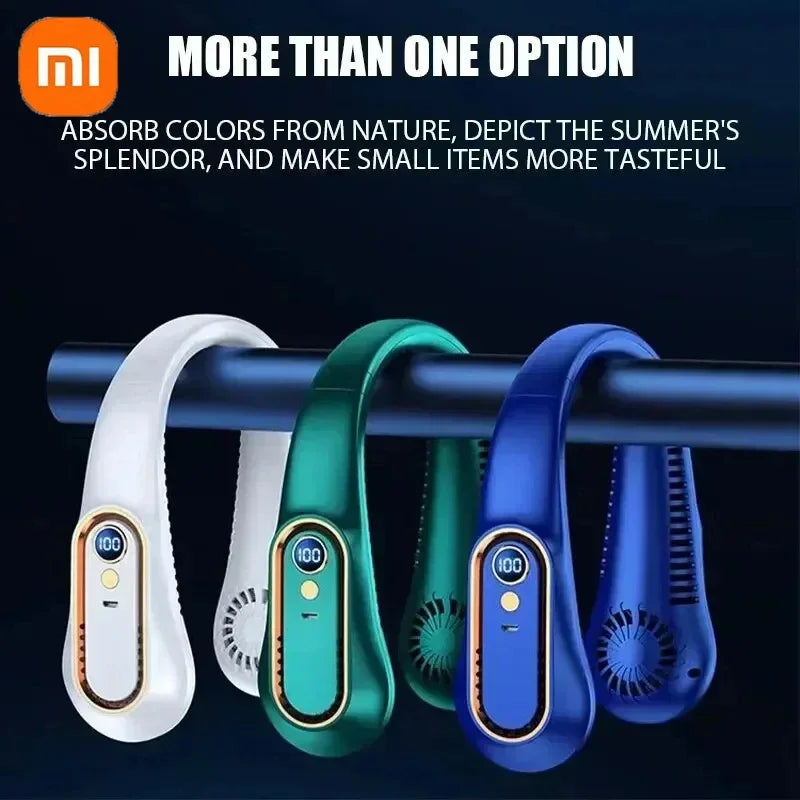 Xiaomi Neck Fan Digital Display Power Ventilator Leafless Neck Band Fan Portable Mini Air Cooler USB Rechargeable Fan