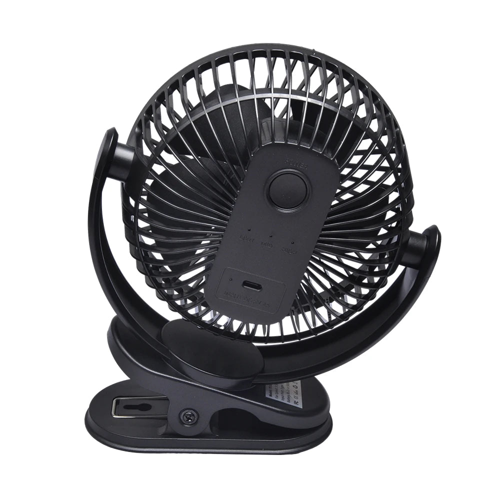 5inch/8inch Rechargeable Battery Operated Clip on Fan, USB & Type-C Charging, 4 Speeds Adjustable Portable Desktop Fan