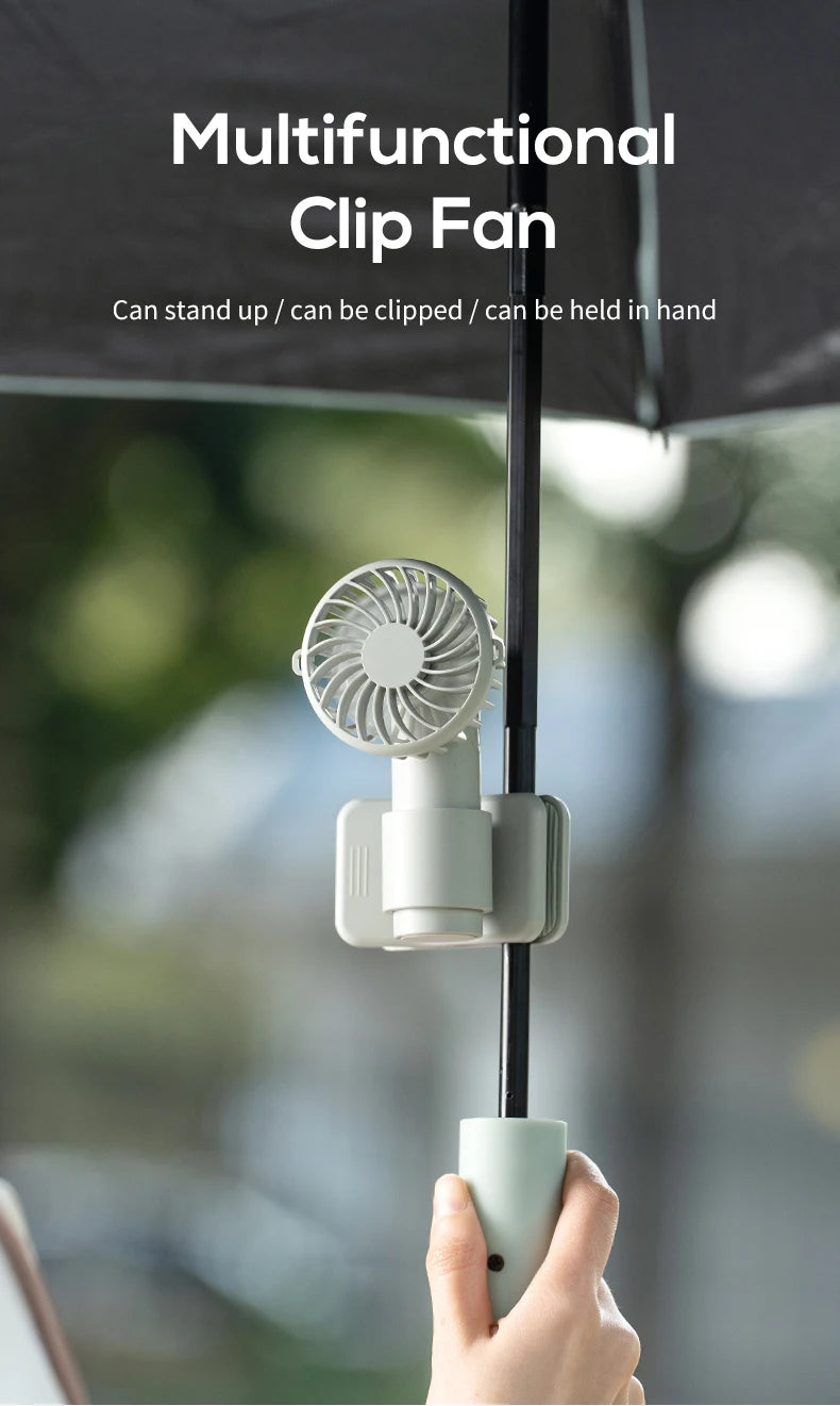 VISSKO Portable Mini Clip Fan USB Rechargeable Hand Held Fan Small Pocket Fan 3Speeds 1000mAh Multifunctional fan Ourdoor Summer