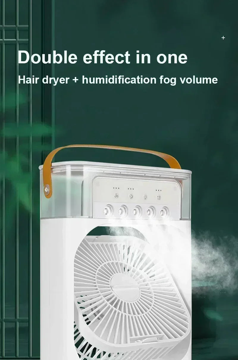 Portable Humidifier Fan 3 in 1 Air Conditioners USB Electric Fan LED Night Light USB 3 Speed Household Small Air Cooler