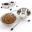 Double Stainless Steel Pet Bowls with Iron Stand - Anti-Slip Puppy Feeder